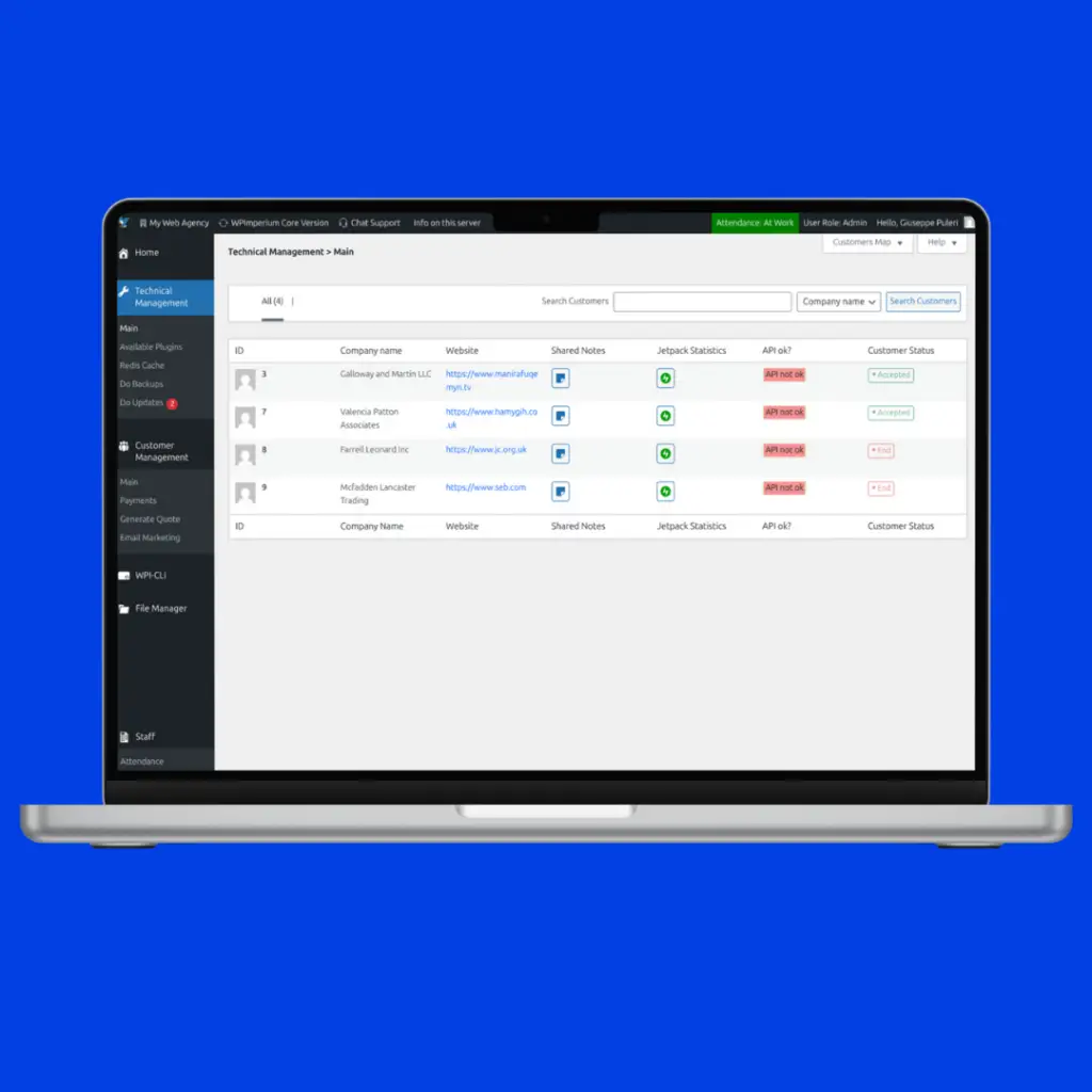 Wpimperium technical management main page